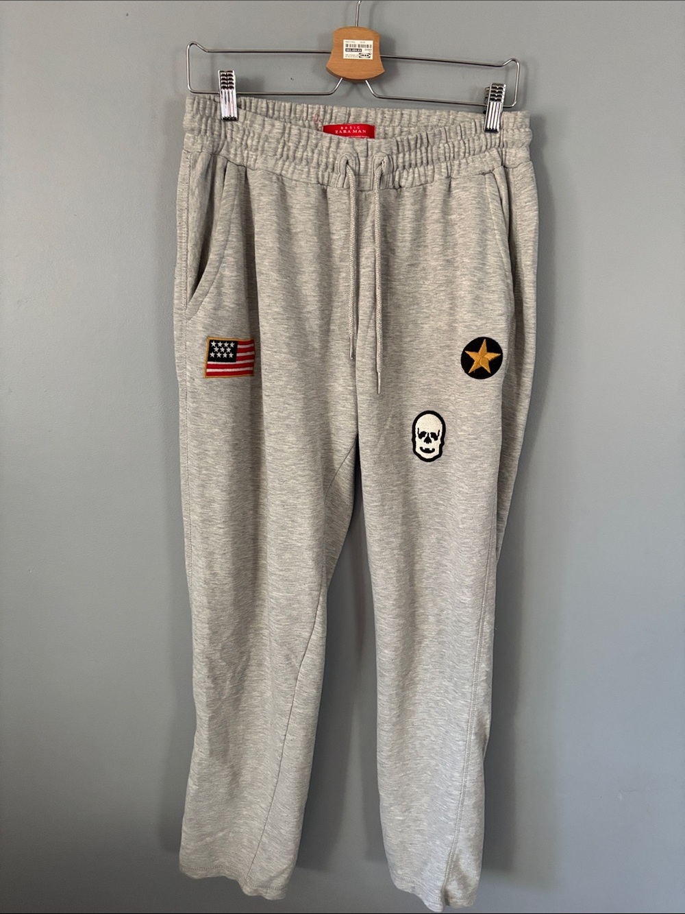 Zara Gray Sweatpants with Patch Details